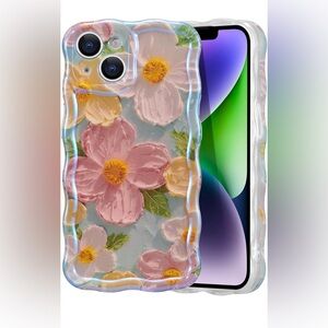 EYZUTAK Case for iPhone 15, Colorful Retro Oil Painting Printed Flower
